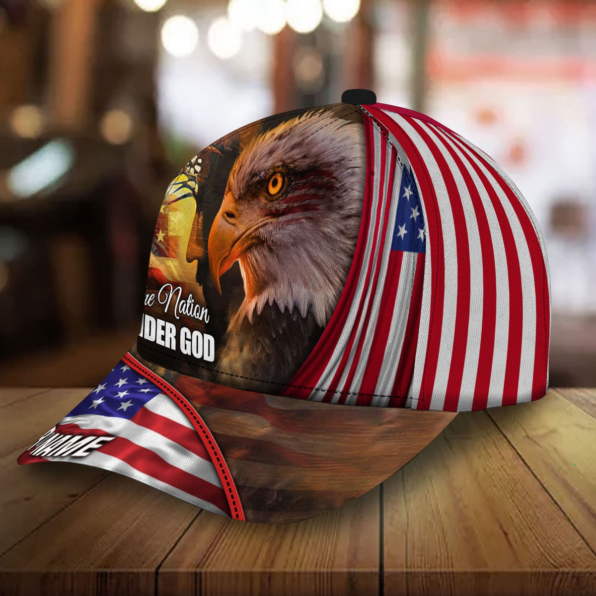 Premium God And Eagle, One Nation Under God 3D Hat Personalized