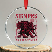 Siempre Antifascista Crystal Glass Ornament Anti Fascism Protest Vintage Hydra Dog