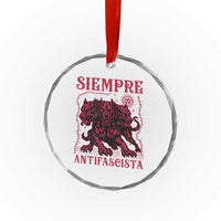 Siempre Antifascista Crystal Glass Ornament Anti Fascism Protest Vintage Hydra Dog