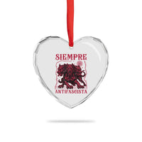 Siempre Antifascista Heart Crystal Glass Ornament Anti Fascism Protest Vintage Hydra Dog
