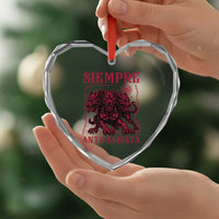 Siempre Antifascista Heart Crystal Glass Ornament Anti Fascism Protest Vintage Hydra Dog