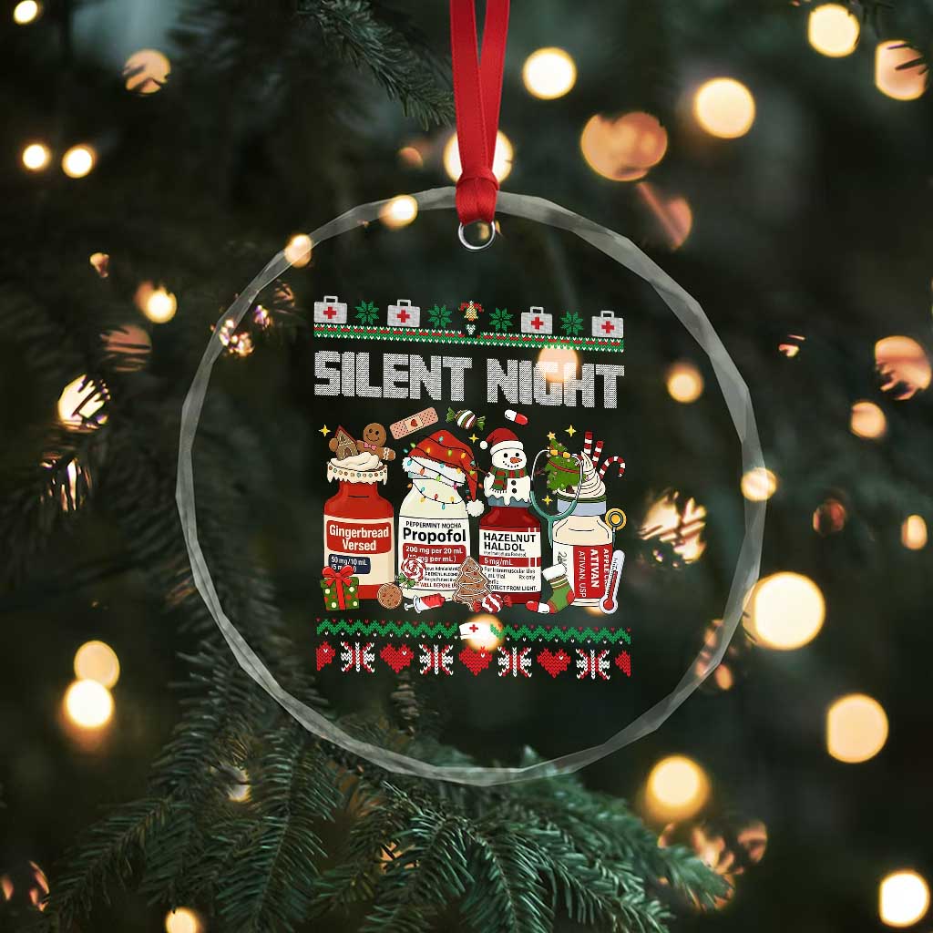 Silent Night Christmas Crystal Glass Ornament Funny ICU Nurse Xmas - Wonder Print Shop
