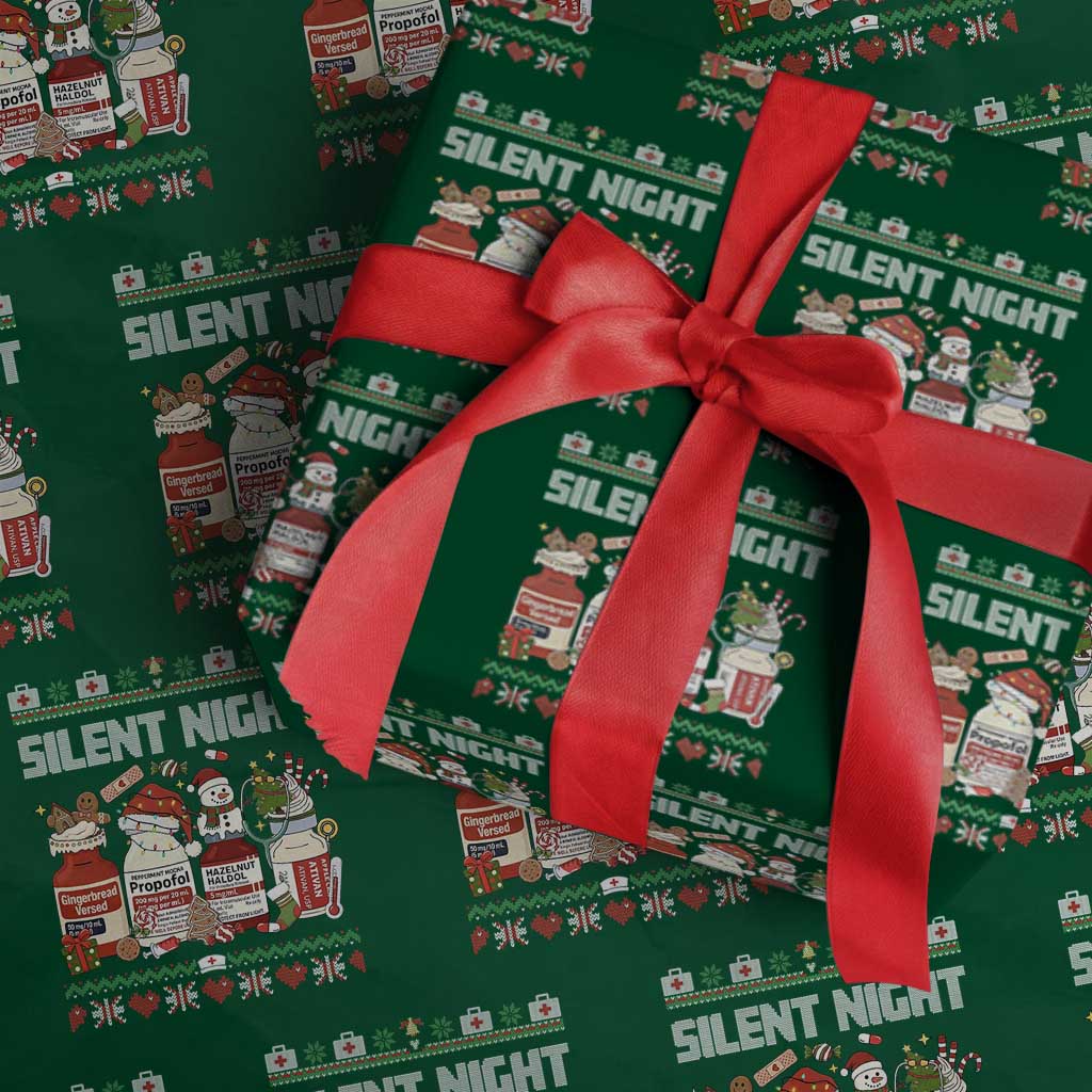 Silent Night Christmas Wrapping Paper Roll Funny ICU Nurse Xmas - Wonder Print Shop