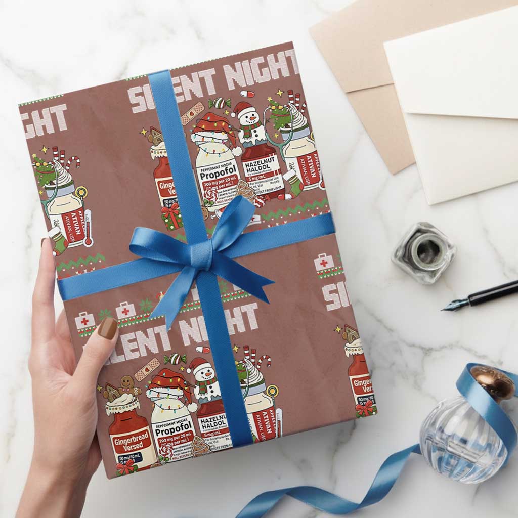 Silent Night Christmas Wrapping Paper Roll Funny ICU Nurse Xmas - Wonder Print Shop