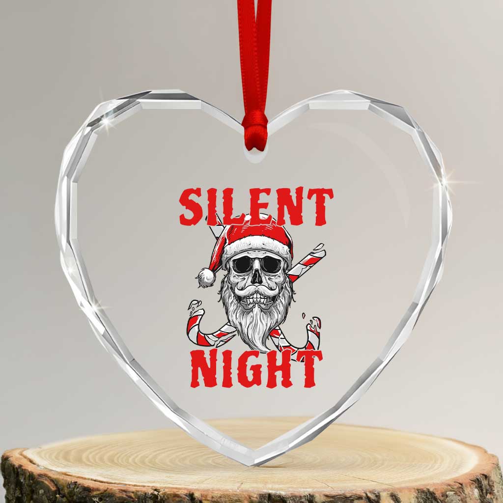 Silent Night Skull Christmas Heart Crystal Glass Ornament Creepy Santa Gothic Holiday - Wonder Print Shop