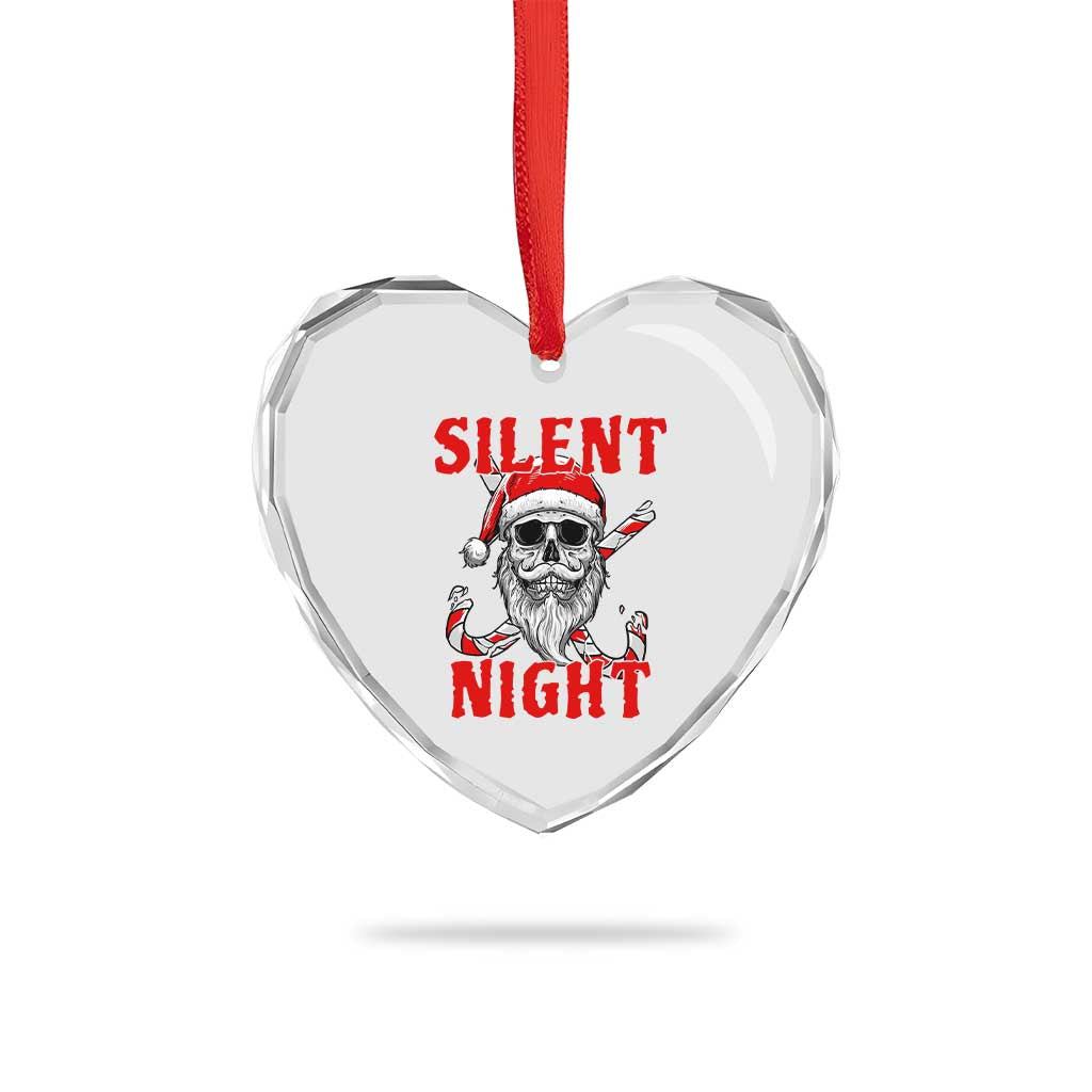 Silent Night Skull Christmas Heart Crystal Glass Ornament Creepy Santa Gothic Holiday - Wonder Print Shop