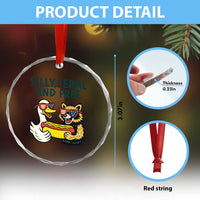 Silly Feral and Free Crystal Glass Ornament Funny Goose and Raccoon 4th of July Patriotic TS02