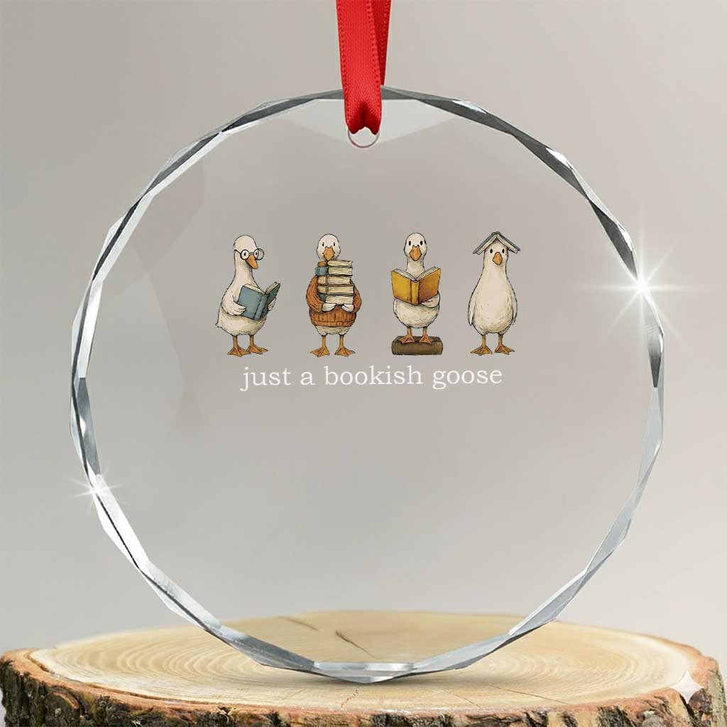 Silly Goose Book Club Crystal Glass Ornament Funny Bookish Book Lover