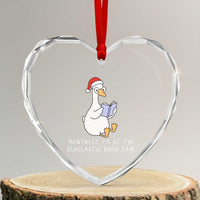 Silly Goose Bookish Christmas Heart Crystal Glass Ornament Mentally I Am At The Scholastic Book Fair - Wonder Print Shop