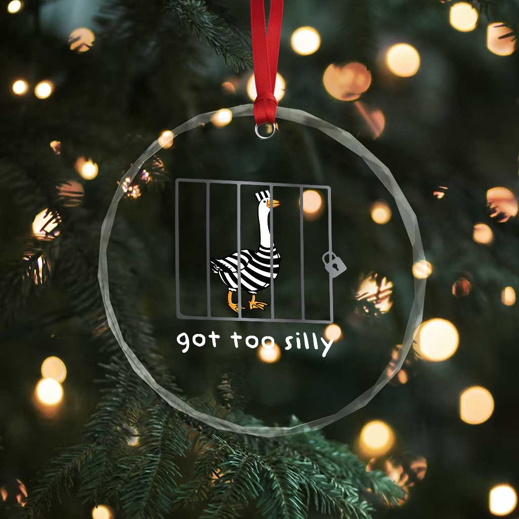 Silly Goose Crystal Glass Ornament Got Too Silly