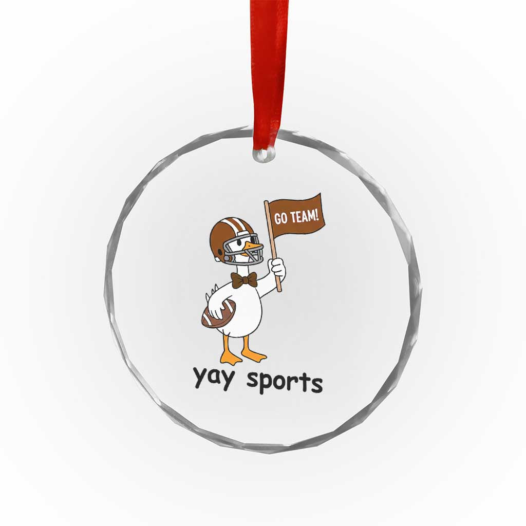 Silly Goose Football Crystal Glass Ornament Yays Sport - Wonder Print Shop