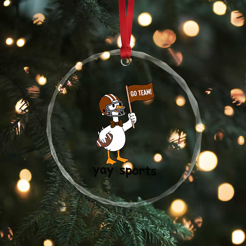 Silly Goose Football Crystal Glass Ornament Yays Sport - Wonder Print Shop