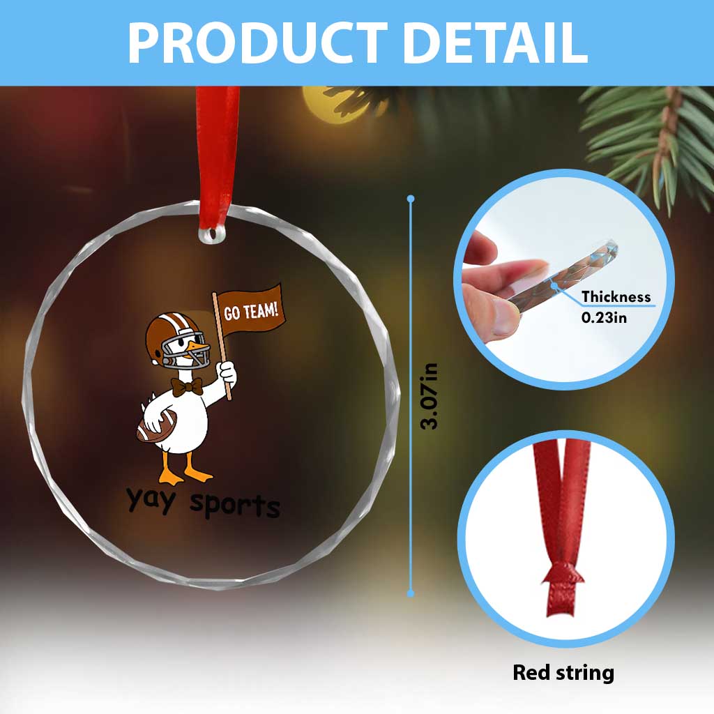 Silly Goose Football Crystal Glass Ornament Yays Sport - Wonder Print Shop