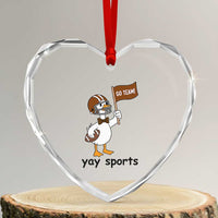 Silly Goose Football Heart Crystal Glass Ornament Yays Sport - Wonder Print Shop