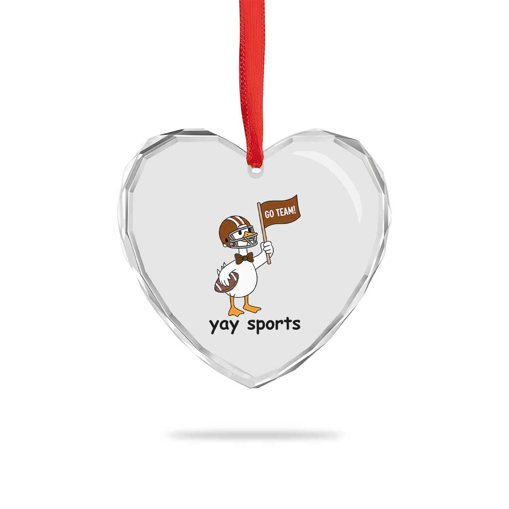 Silly Goose Football Heart Crystal Glass Ornament Yays Sport - Wonder Print Shop