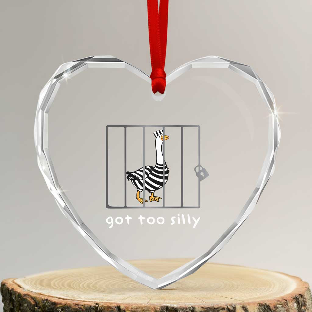 Silly Goose Heart Crystal Glass Ornament Got Too Silly