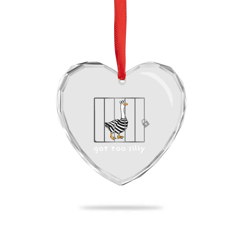 Silly Goose Heart Crystal Glass Ornament Got Too Silly