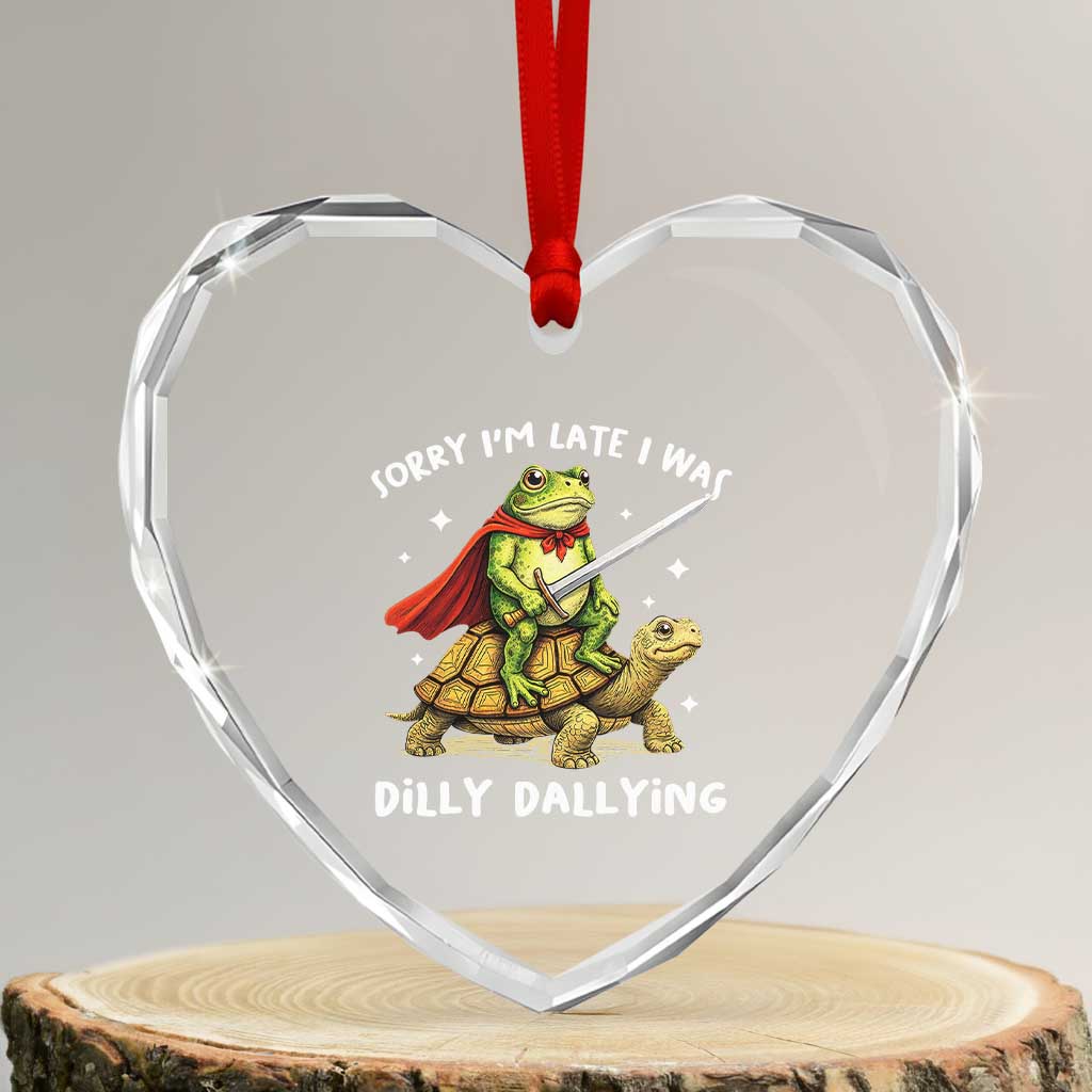 Silly Goose Heart Crystal Glass Ornament Sorry Im Late I Was Dilly Dallying