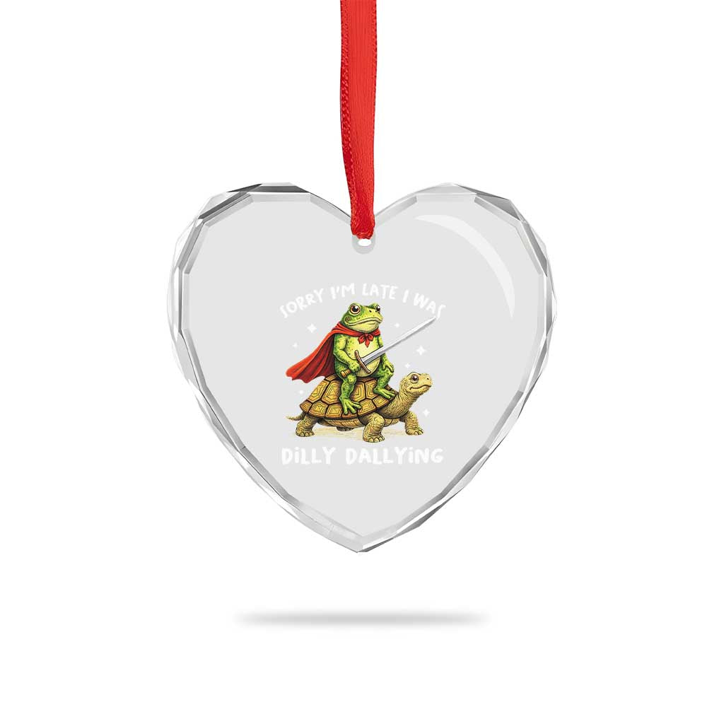 Silly Goose Heart Crystal Glass Ornament Sorry Im Late I Was Dilly Dallying