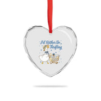 Silly Goose I Would Rather Be Thrifting Heart Crystal Glass Ornament Funny Shopping Goose