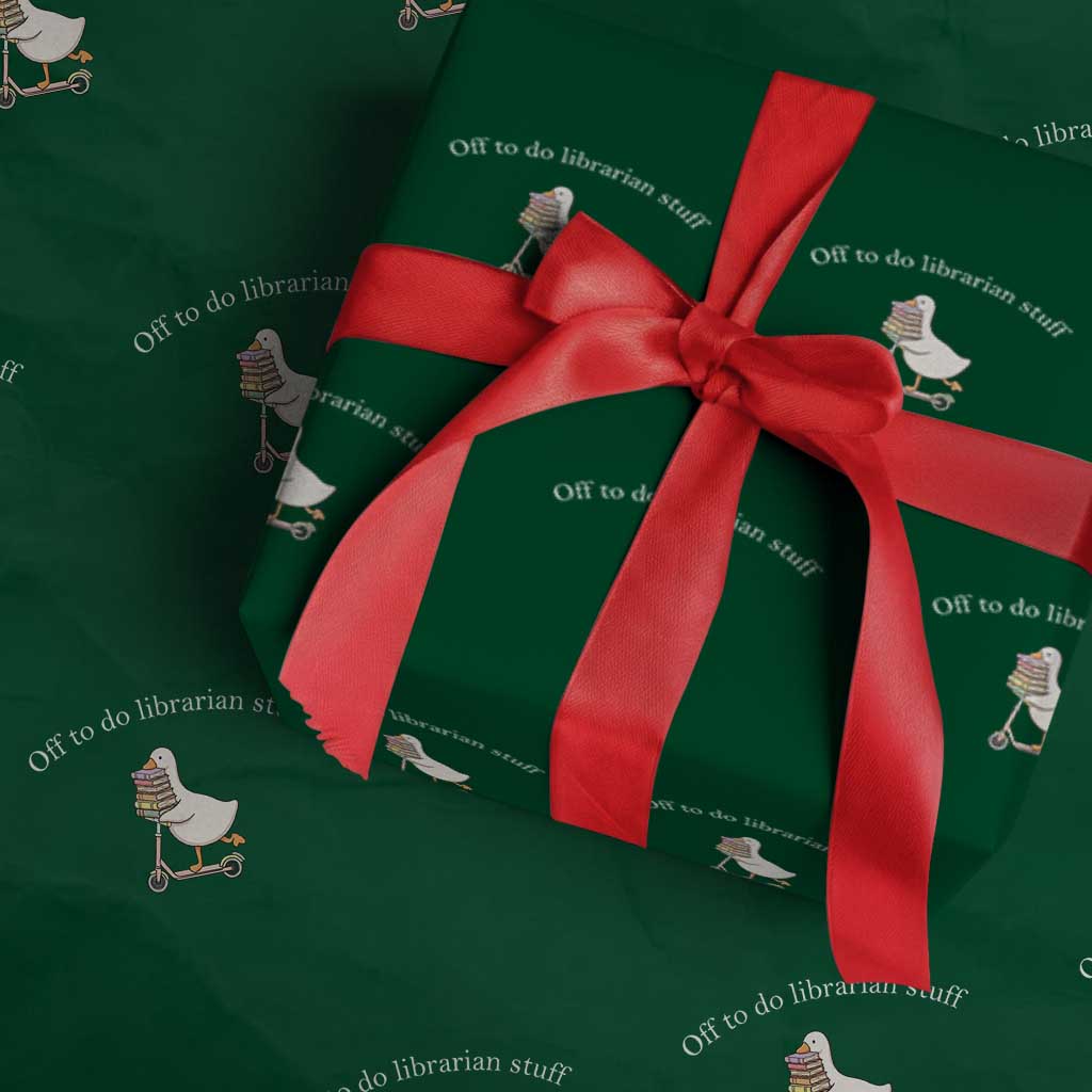 Silly Goose Librarian Wrapping Paper Roll Off To Do Librarian Stuff Book Lover Gift