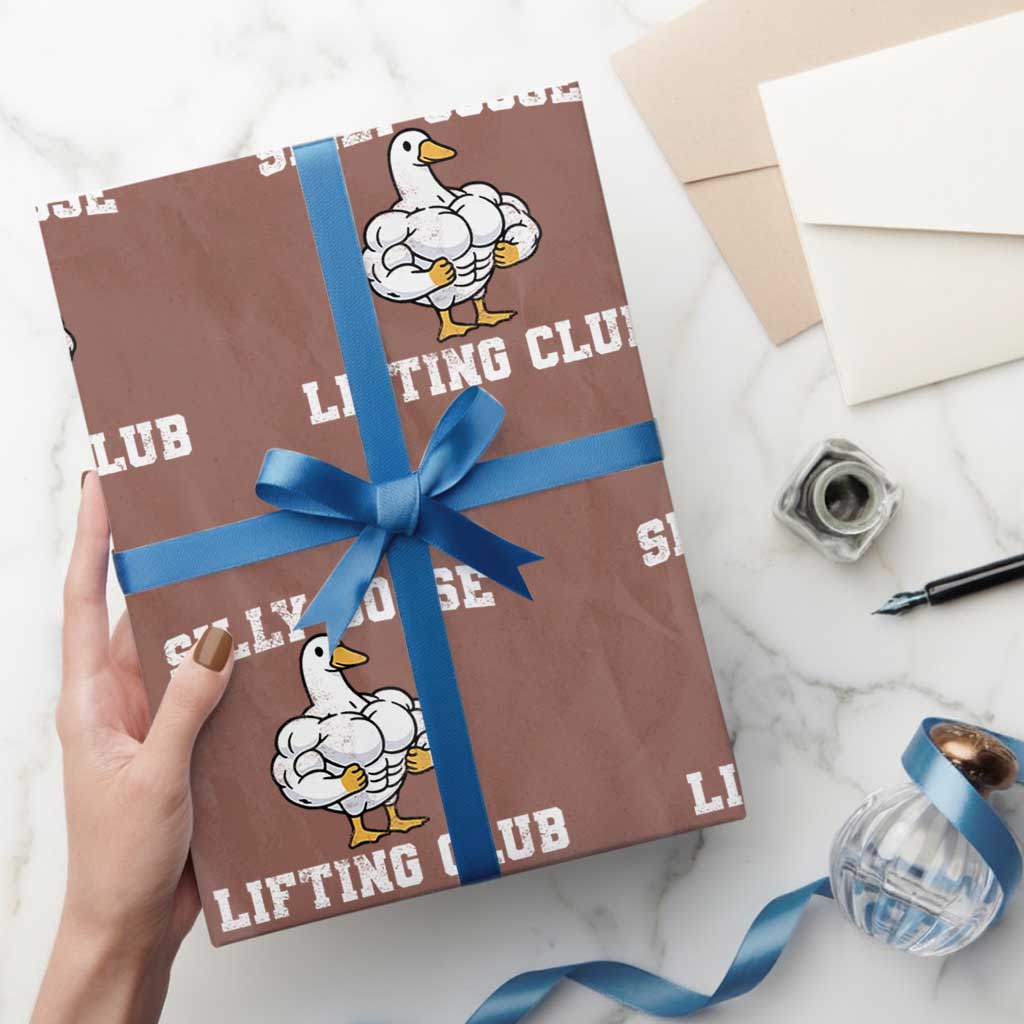 Silly Goose Lifting Club Wrapping Paper Roll Funny Gym Meme - Wonder Print Shop