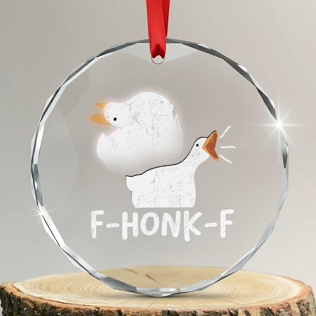 Silly Goose Meme Crystal Glass Ornament Retro F-Honk-F Funny Farm Animal - Wonder Print Shop