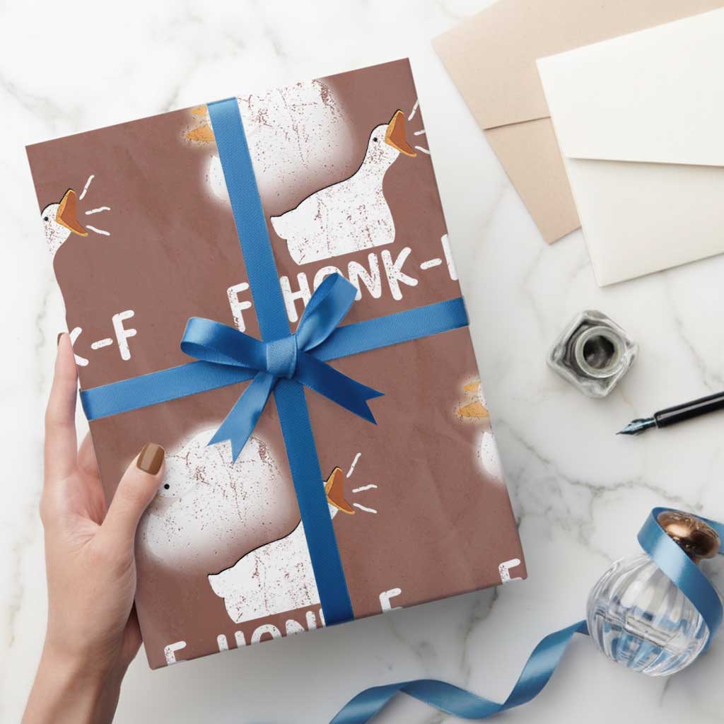 Silly Goose Meme Wrapping Paper Roll Retro F-Honk-F Funny Farm Animal - Wonder Print Shop