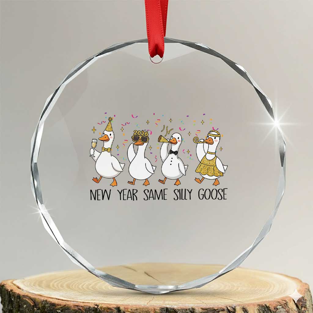 Silly Goose New Years 2026 Crystal Glass Ornament Cute Goose Party Holiday - Wonder Print Shop