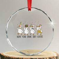 Silly Goose New Years 2026 Crystal Glass Ornament Cute Goose Party Holiday - Wonder Print Shop