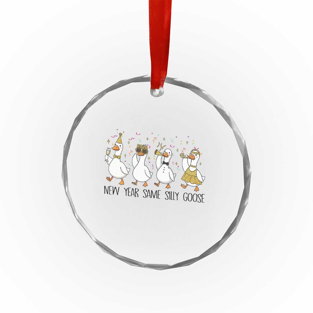 Silly Goose New Years 2026 Crystal Glass Ornament Cute Goose Party Holiday - Wonder Print Shop