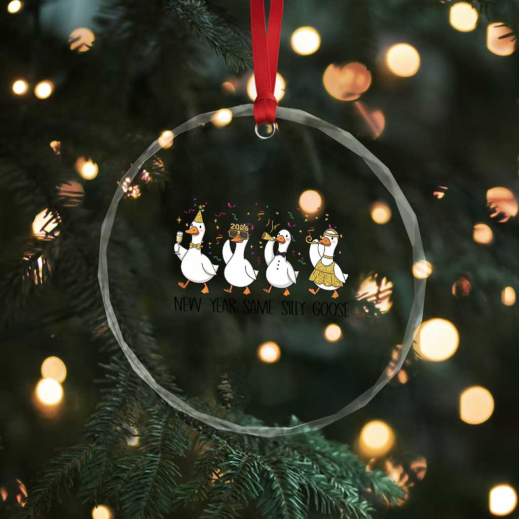Silly Goose New Years 2026 Crystal Glass Ornament Cute Goose Party Holiday - Wonder Print Shop