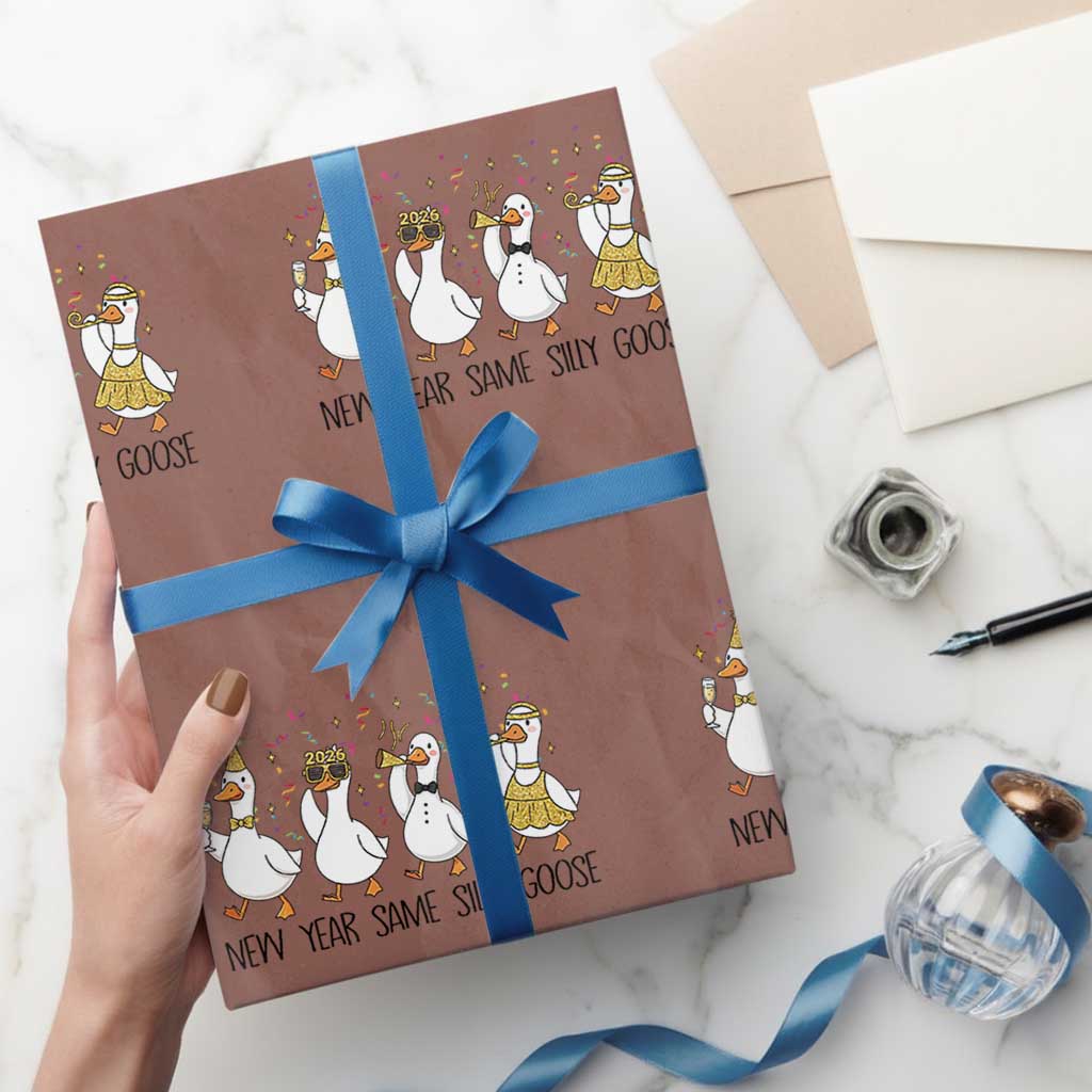 Silly Goose New Years 2026 Wrapping Paper Roll Cute Goose Party Holiday - Wonder Print Shop