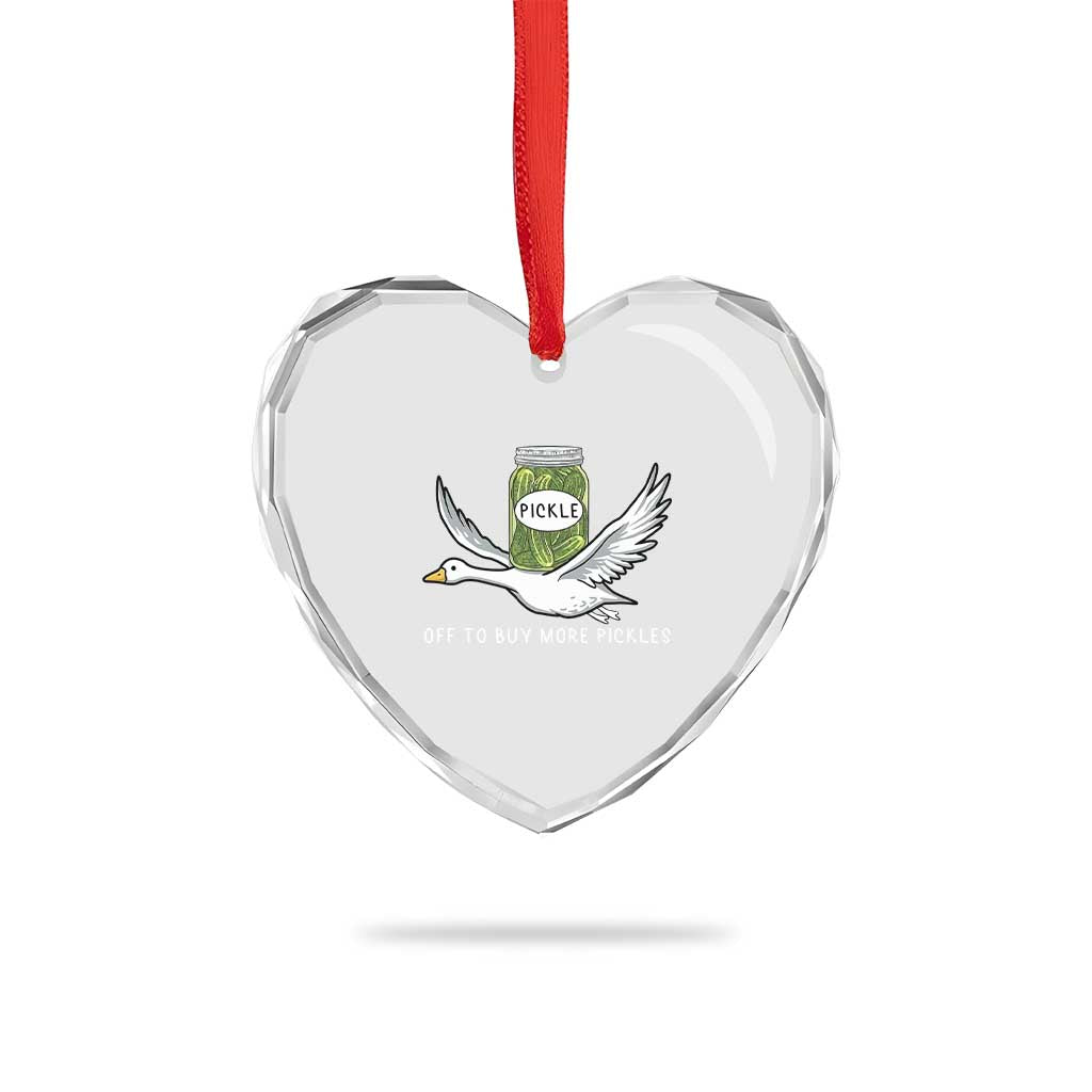 Silly Goose Pickle Lovers Heart Crystal Glass Ornament Off To Buy More Pickles