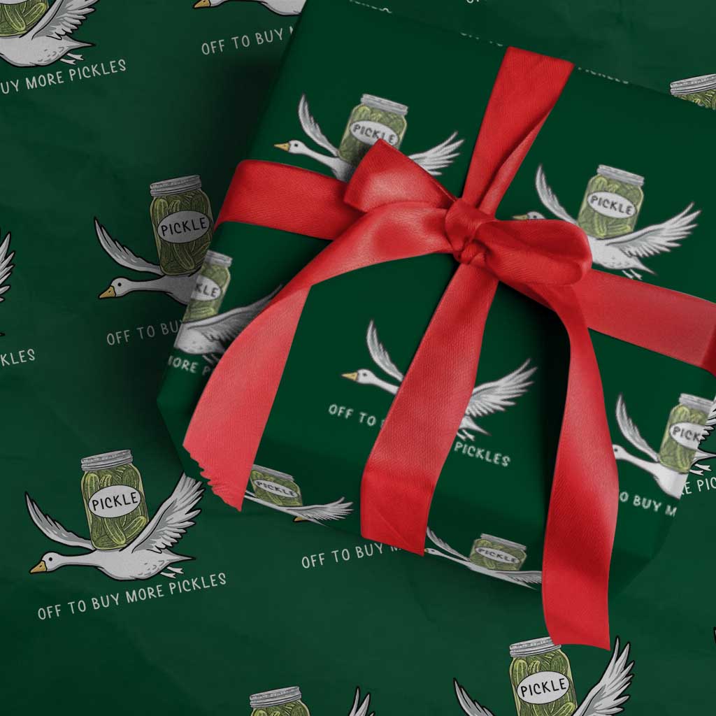 Silly Goose Pickle Lovers Wrapping Paper Roll Off To Buy More Pickles
