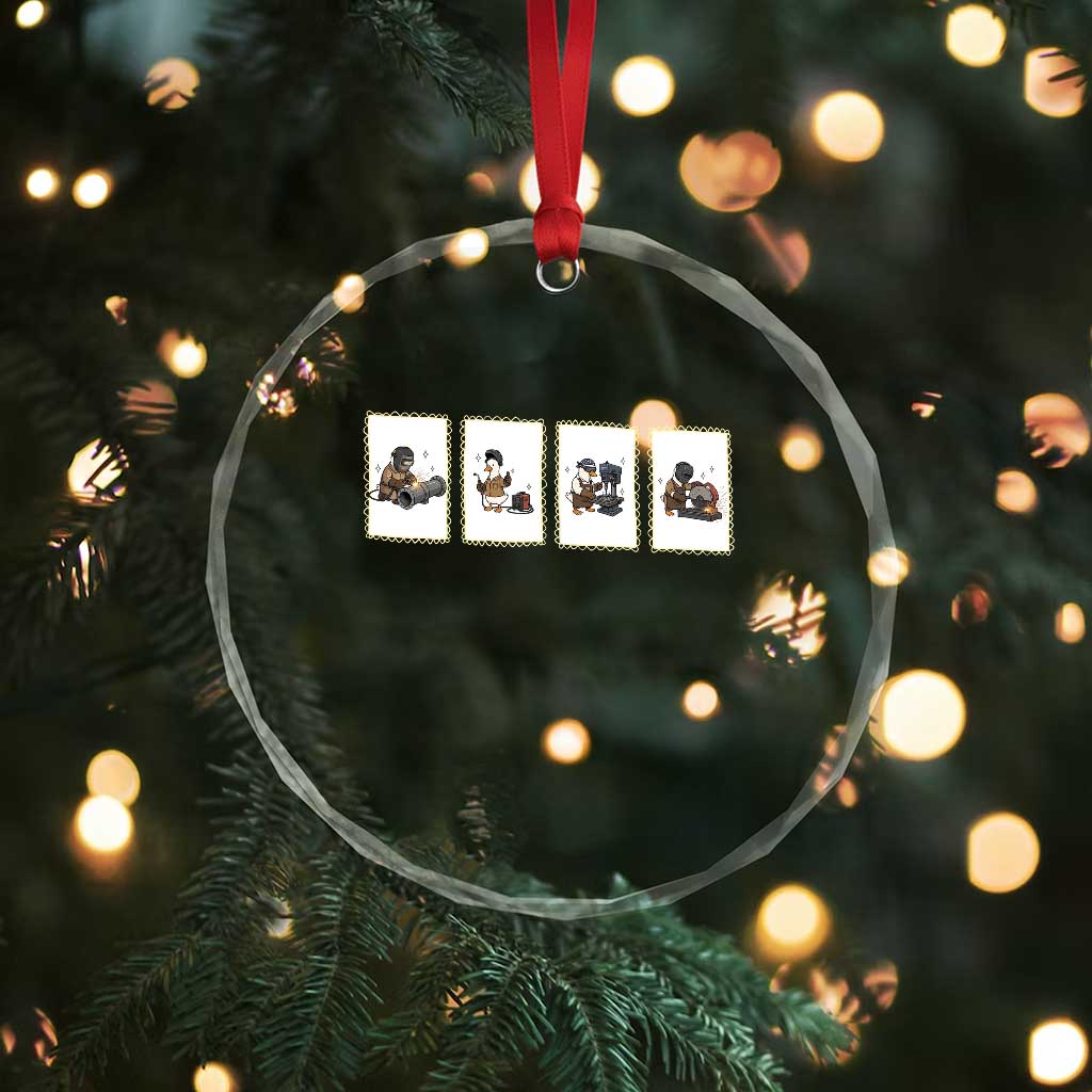 Silly Goose Pipeline Worker Crystal Glass Ornament Funny Welding Graphic Gift