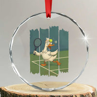 Silly Goose Playing Tennis Crystal Glass Ornament Funny Bird Getting Hit By Ball - Wonder Print Shop