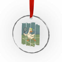 Silly Goose Playing Tennis Crystal Glass Ornament Funny Bird Getting Hit By Ball - Wonder Print Shop