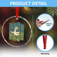 Silly Goose Playing Tennis Crystal Glass Ornament Funny Bird Getting Hit By Ball - Wonder Print Shop