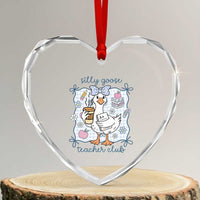 Silly Goose Teacher Club Heart Crystal Glass Ornament Funny Back to School First Day