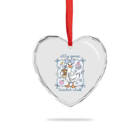 Silly Goose Teacher Club Heart Crystal Glass Ornament Funny Back to School First Day
