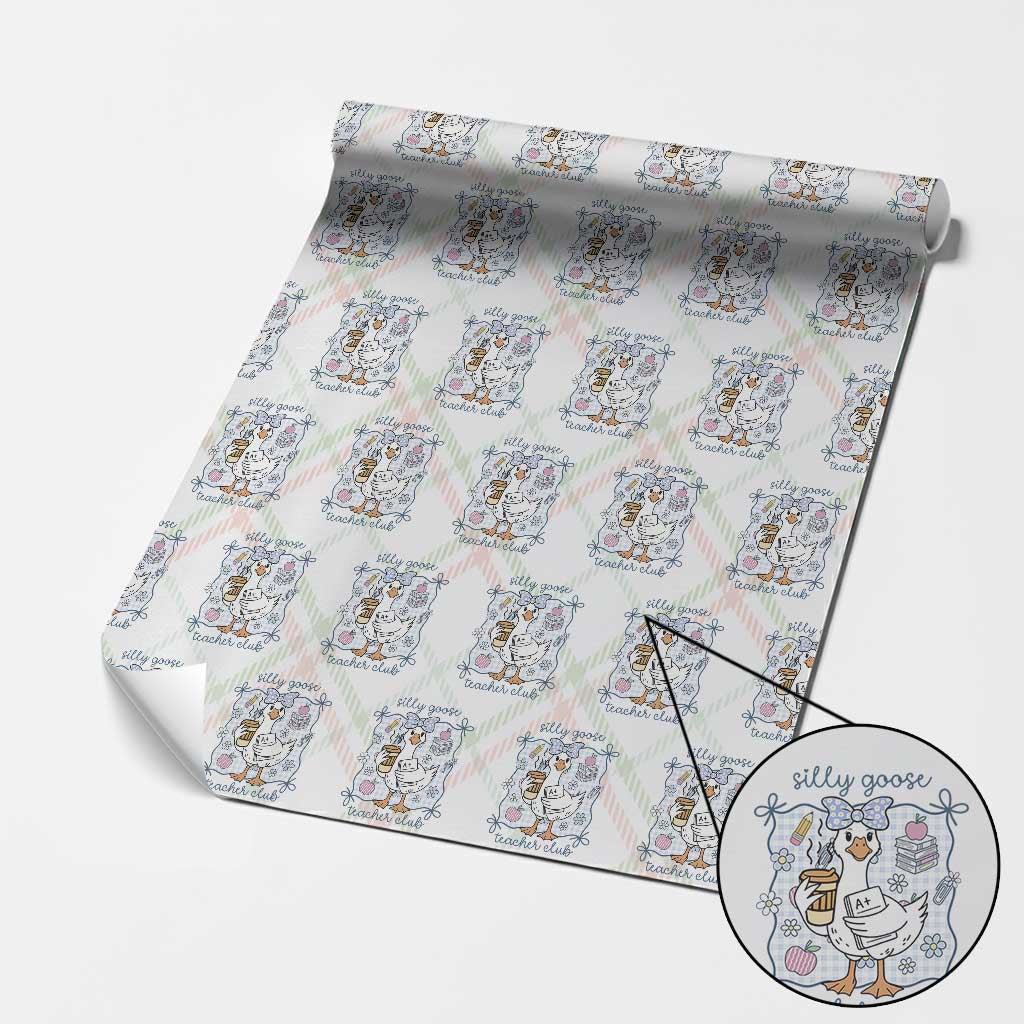Silly Goose Teacher Club Wrapping Paper Roll Funny Back to School First Day