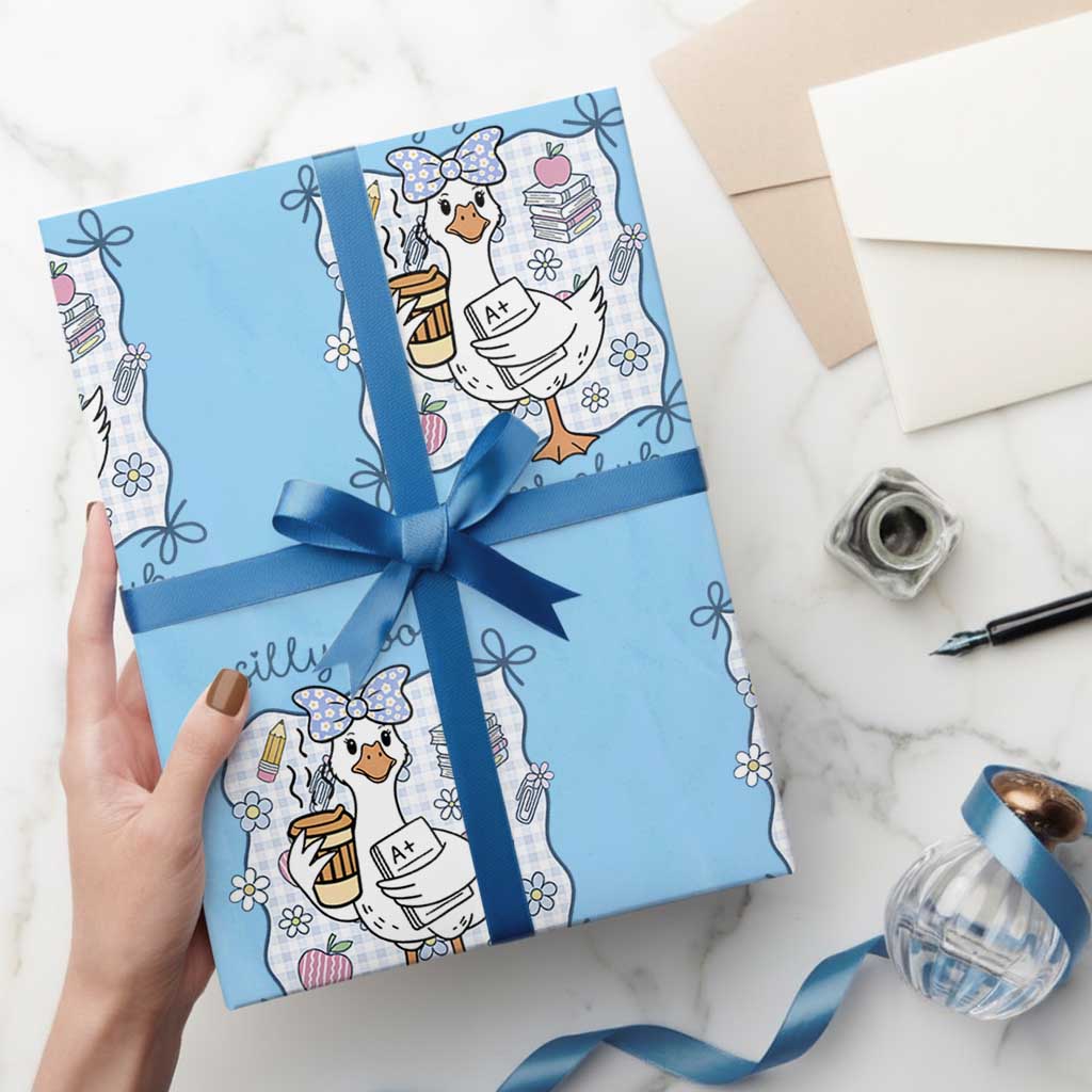 Silly Goose Teacher Club Wrapping Paper Roll Funny Back to School First Day
