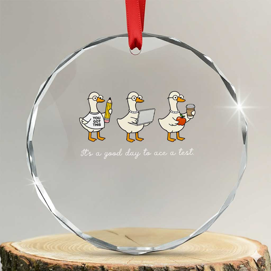 Silly Goose Test Day Crystal Glass Ornament It's A Good Day To Ace A Test Teacher Students