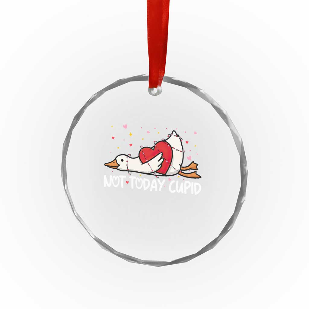 Silly Goose Valentine Crystal Glass Ornament Not Today Cupid - Wonder Print Shop
