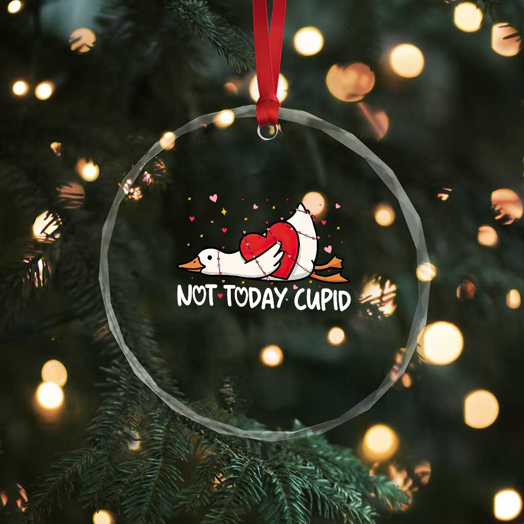 Silly Goose Valentine Crystal Glass Ornament Not Today Cupid - Wonder Print Shop