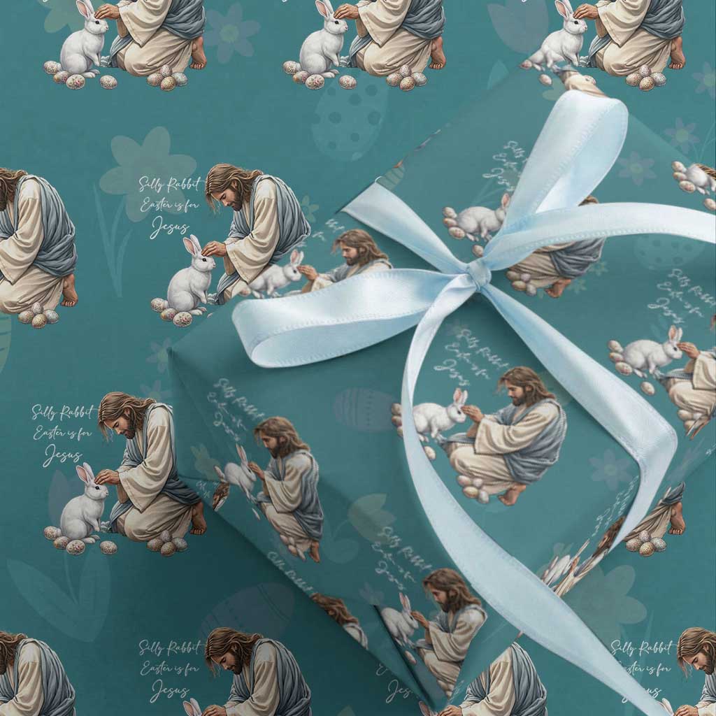 Silly Rabbit Easter Is For Jesus Wrapping Paper Roll Christian Easter Religious