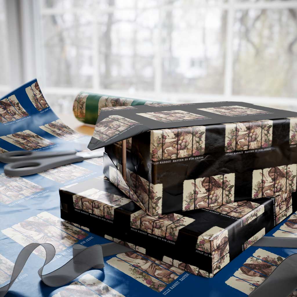 Silly Rabbit Easter Is For Jesus Wrapping Paper Roll Christian Jeusus Floral Easter
