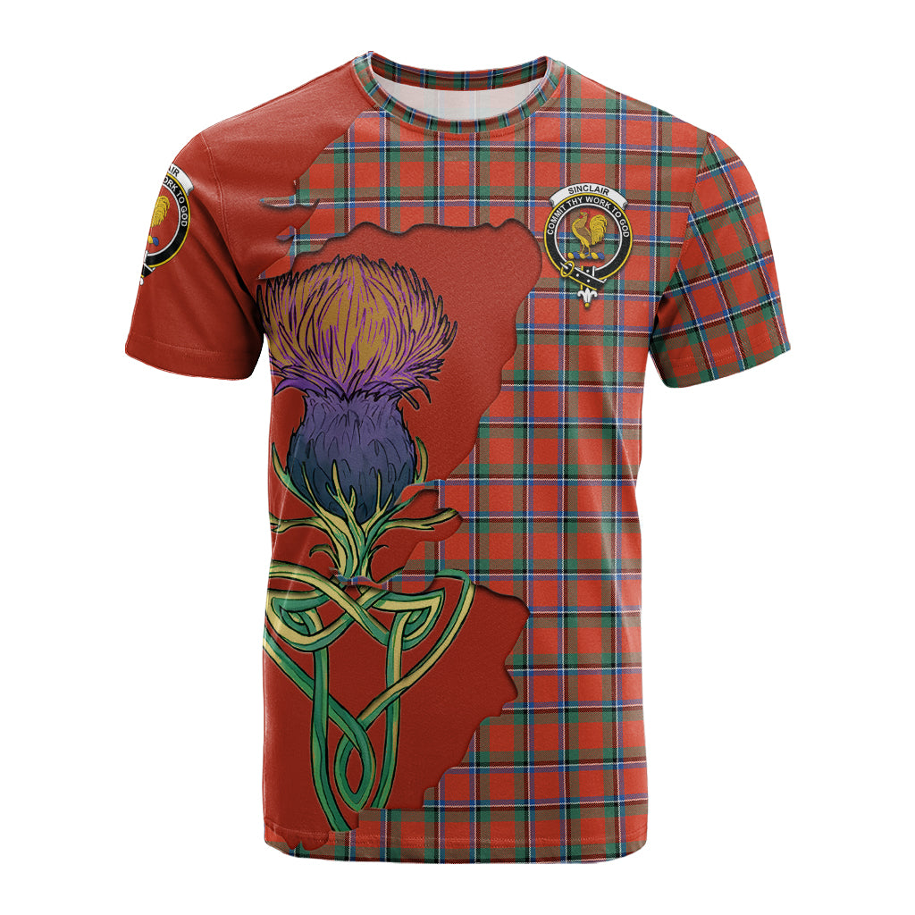 sinclair-ancient-tartan-family-crest-t-shirt-tartan-plaid-with-thistle-and-scotland-map-t-shirt