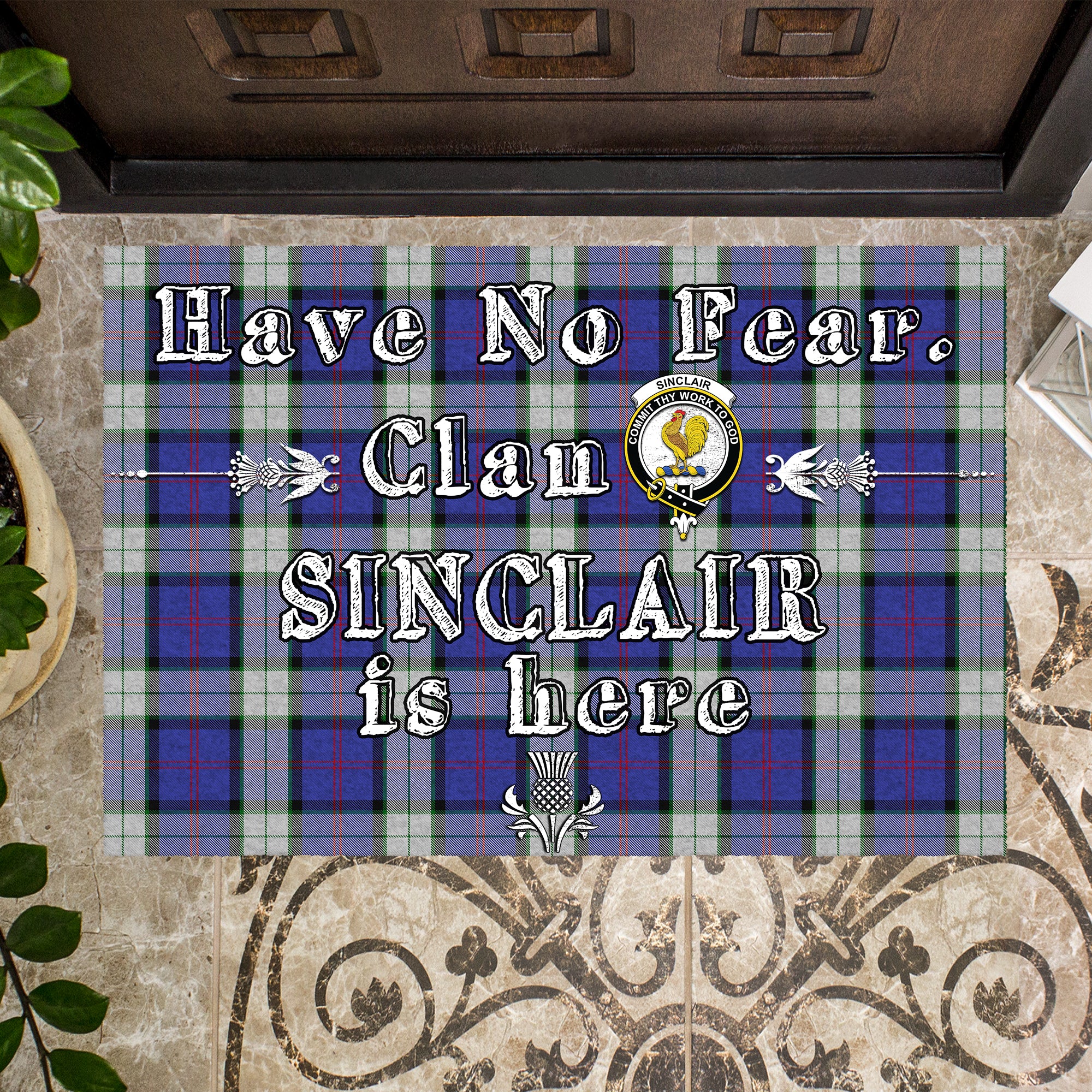 sinclair-dress-clan-tartan-door-mat-family-crest-have-no-fear-tartan-door-mat
